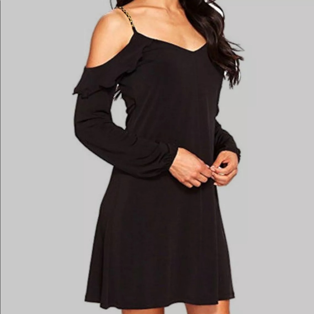 Michael Kors Black/Gold Cold Shoulder Dress